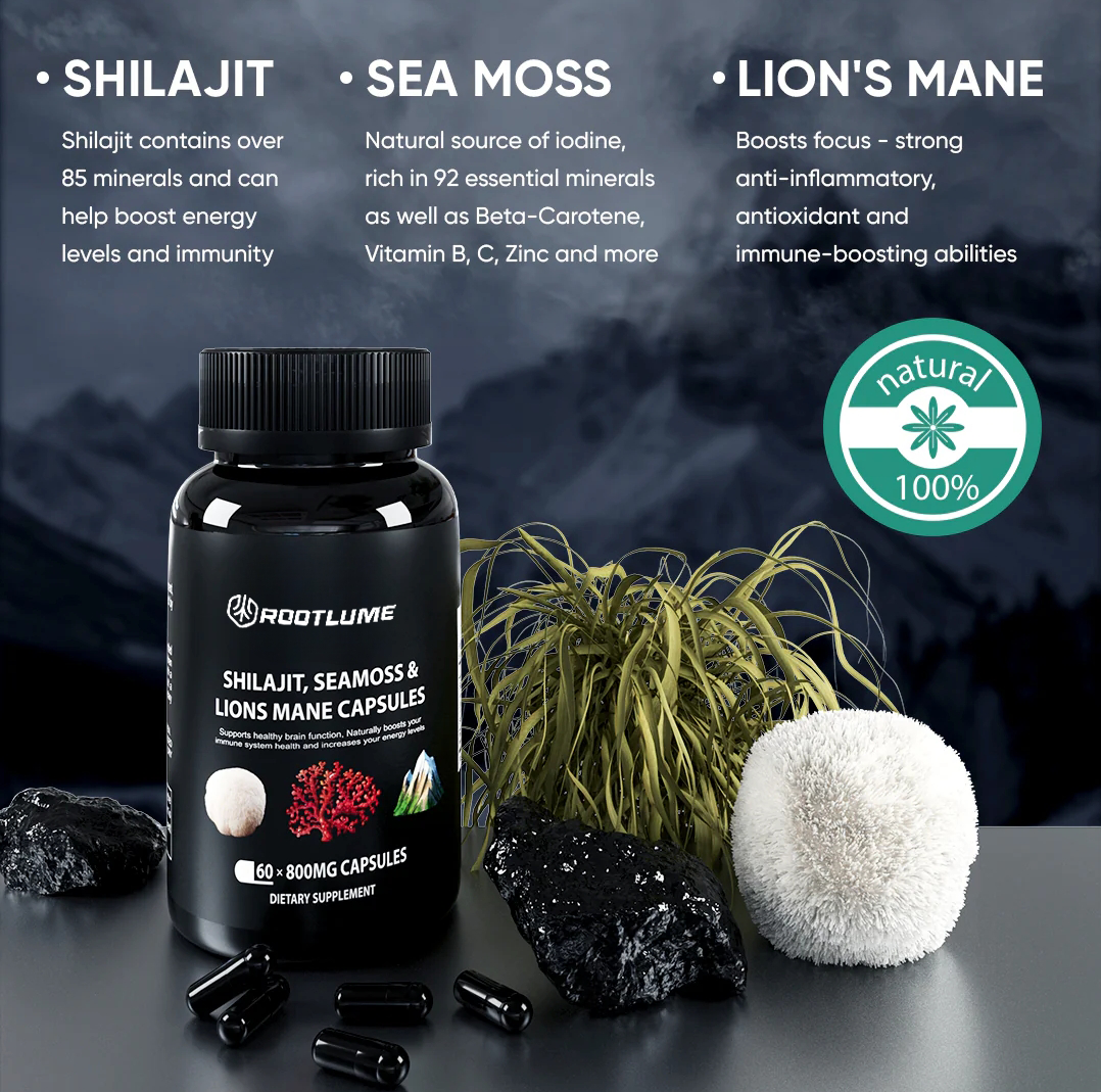ROOTLUME™ Shilajit, Sea Moss and Lions Mane Capsules