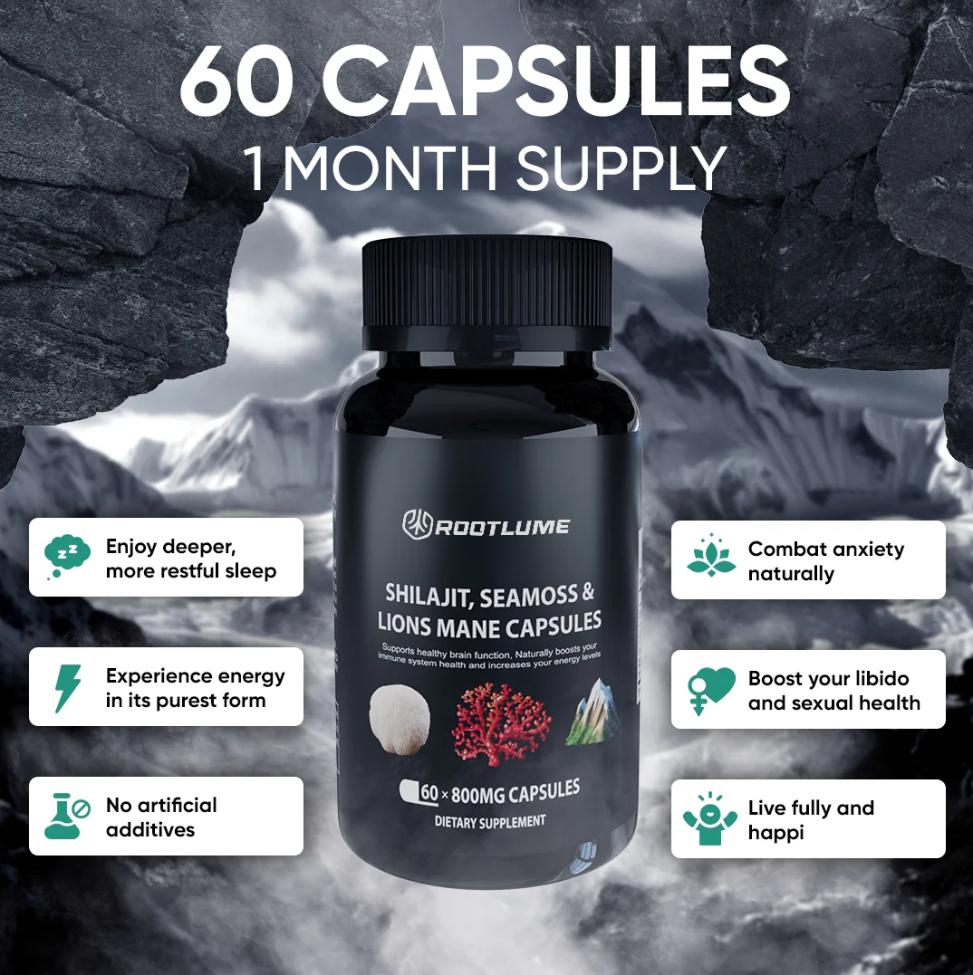 ROOTLUME™ Shilajit, Sea Moss and Lions Mane Capsules