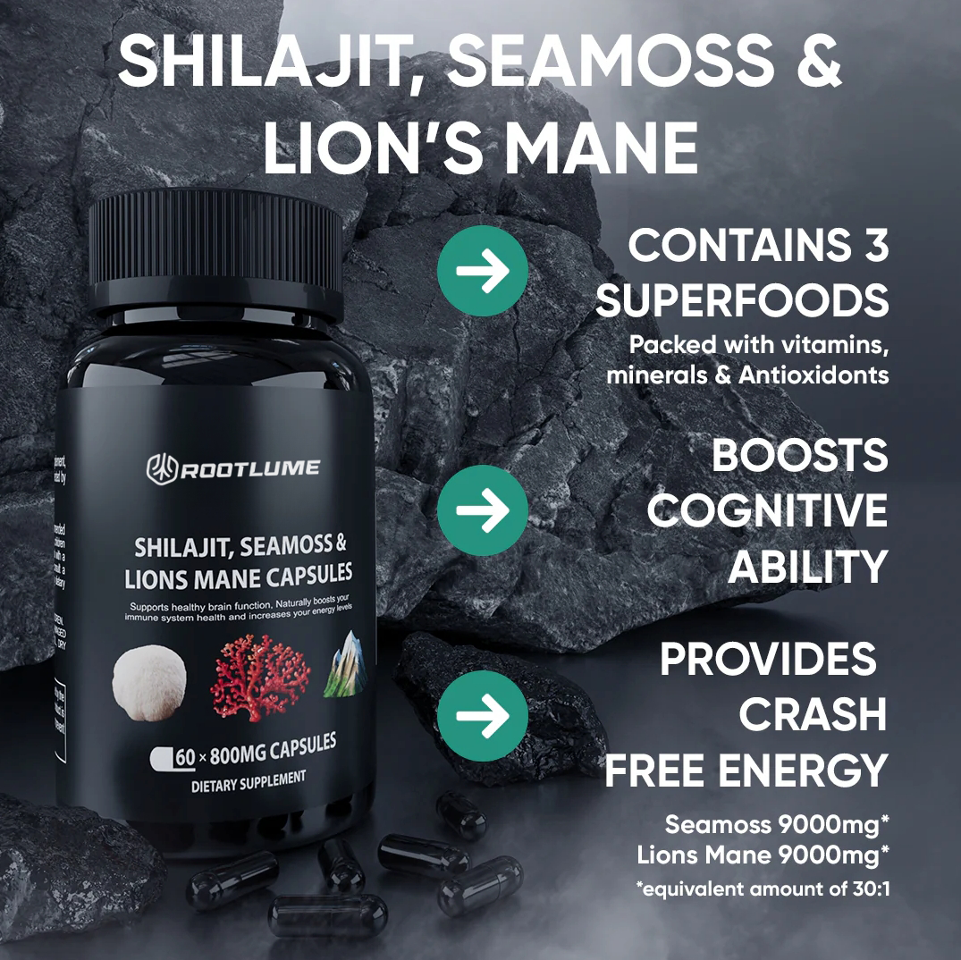 ROOTLUME™ Shilajit, Sea Moss and Lions Mane Capsules